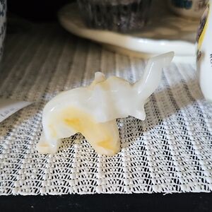 White and Yellow Onyx Elephant Figurine Home Accent